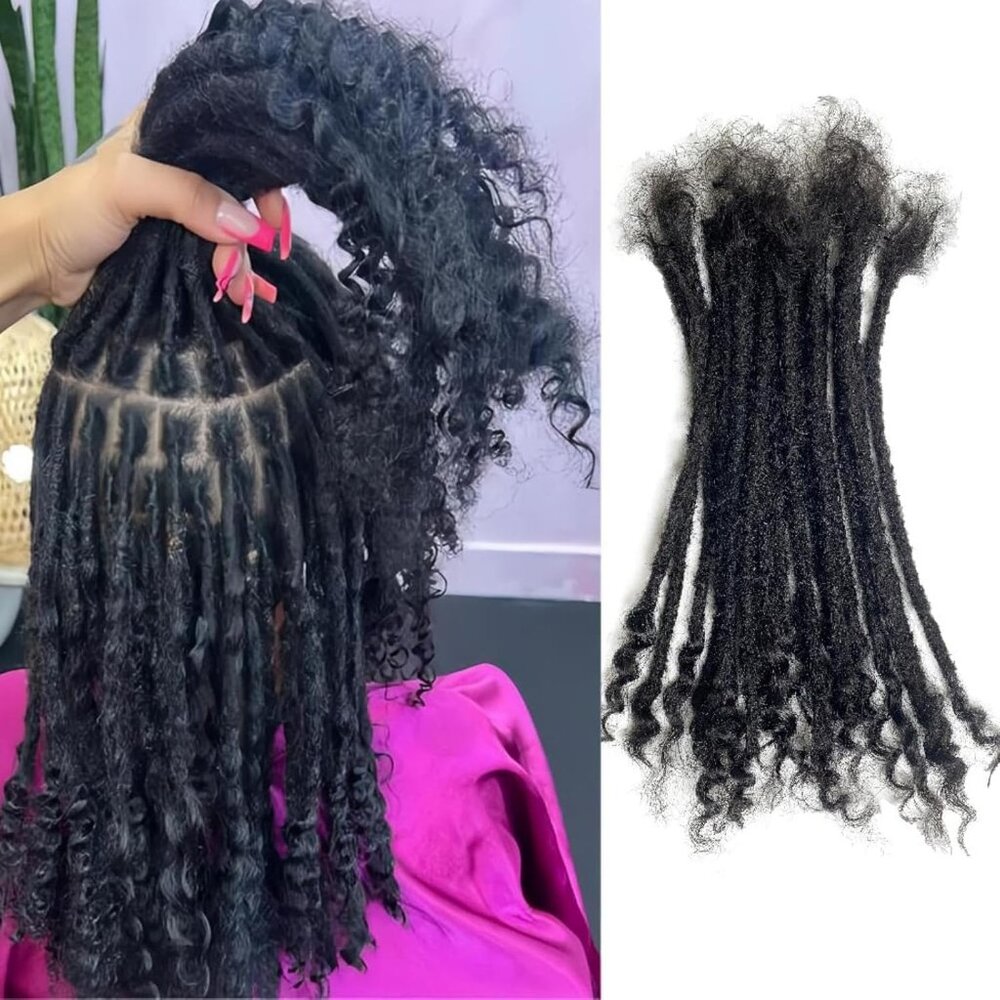 Human Hair Dreadlock Extensions 8 Inch Curly Ends Full Handmade For Men Women Ki
